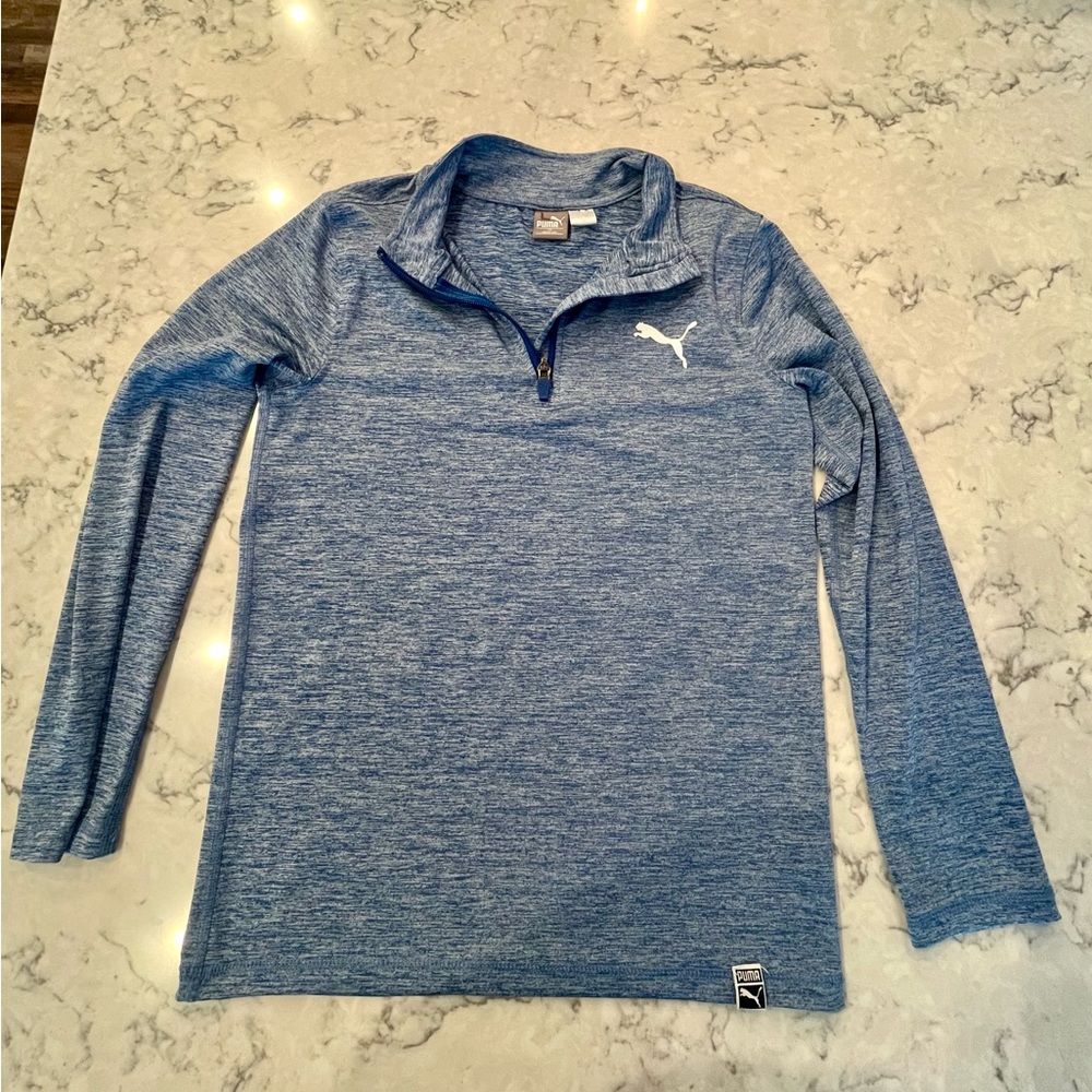 Boys YM Heather Blue Puma 1/4 Zip